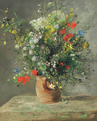 Classical Masterpiece Still Life Paintings Royalty Free Images - Fleurs dans un vase by Pierre-Auguste Renoir Royalty-Free Image by Mango Art