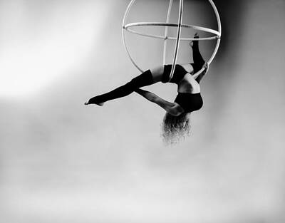 Athletes Royalty Free Images - Flight in Black and White Royalty-Free Image by Monte Arnold