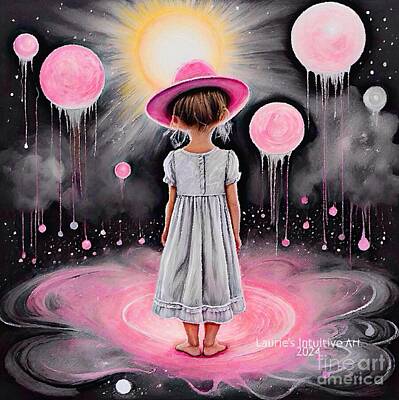 Surrealism Digital Art - Floating Pink Planets by Laurie