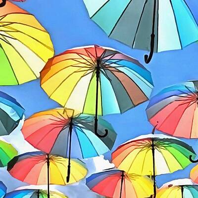 Fun Patterns - Floating Umbrella Sky by Taiche Acrylic Art