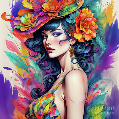Florals Digital Art - Floral fashion female by Sen Tinel