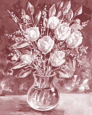 Florals Paintings - Floral Impressionism Soft Vintage Pallet Summer Flowers Bouquet I by Irina Sztukowski