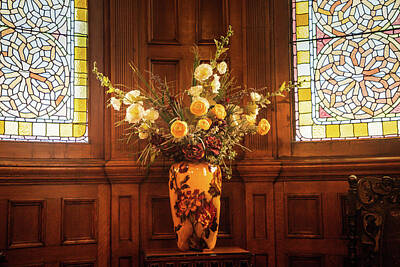 Christmas Typography - Floral Offering with Stained Glass by Bj Clayden