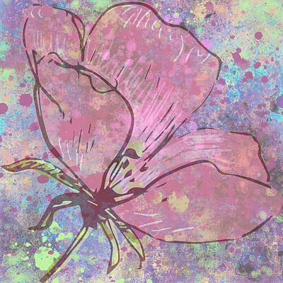 Florals Digital Art - Floral Splatter by Rosalie Scanlon