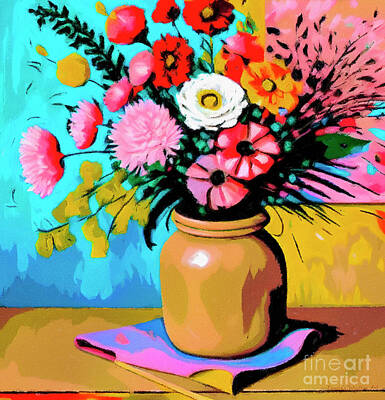 Florals Digital Art - Flower Arrangement Art by Laurie