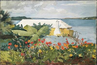Beer Painting Rights Managed Images - Flower Garden and Bungalow Bermuda Winslow Homer Royalty-Free Image by MotionAge Designs
