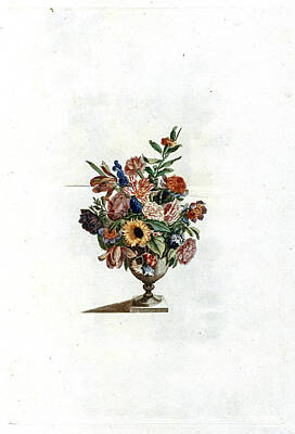 Sunflowers Paintings - Flower vase with sunflower and tulips anonymous after Jean Baptiste Monnoyer 1688 - 1698 by Artistic Rifki