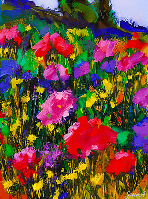 Drawings Rights Managed Images - Flowers 2 Royalty-Free Image by Jasen Agov