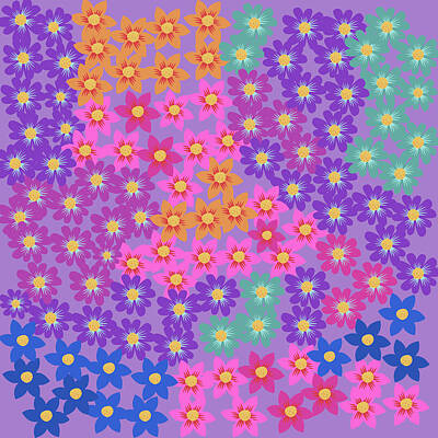 Floral Digital Art - Flowers Floral Cute Retro Pattern Print by Aaron Geraud