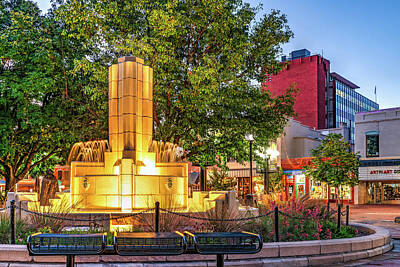 Disney Royalty Free Images - Flowing Fountain Along The Pearl Street Mall At Dawn - Boulder Colorado Royalty-Free Image by Gregory Ballos