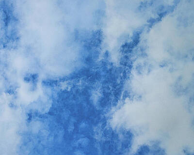 Up Up And Away - Fluffy Cloud Sky by Jo M