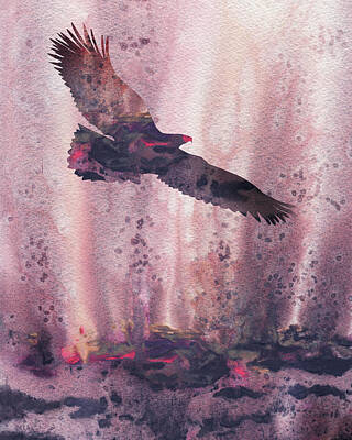 Trick Or Treat - Flying To Freedom Eagle Watercolor Silhouette  by Irina Sztukowski