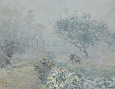 Impressionism Paintings - Fog by Alfred Sisley by Mango Art