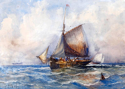 Airplane Paintings - Follower of Thomas Bush Hardy British 1842 1897 Shipping scene in a calm by Artistic Rifki