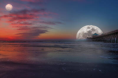 Spanish Adobe Style - Folly Beach Moonscape  by Steve Rich