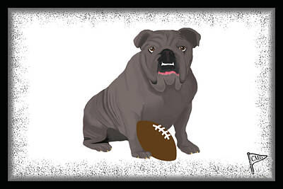 Football Digital Art - Football Gray Bulldog by College Mascot Designs
