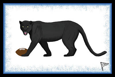 Joe Hamilton Nfl Football Wood Art Rights Managed Images - Football Black Panther Blue Royalty-Free Image by College Mascot Designs