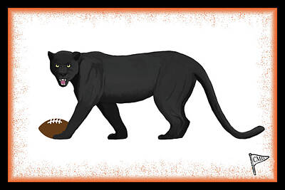 Football Digital Art - Football Black Panther Orange by College Mascot Designs