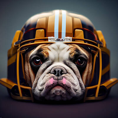 Football Royalty Free Images - Football Bulldog Collection 1 Royalty-Free Image by Marvin Blaine