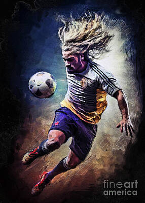 Football Digital Art - Football player sport striker art #football #soccer by Justyna Jaszke JBJart