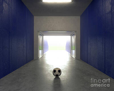 Football Digital Art - Football Sports Stadium Tunnel Entrance by Allan Swart