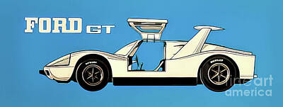 Transportation Drawings - Ford GT 40 Automobile Poster 1965 by M G Whittingham