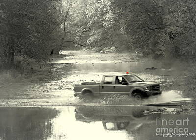Vintage Car Photography - Fording The Early Morning Mist by Tami Quigley
