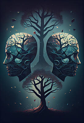 Surrealism Digital Art - Forest  of  Angled  Brains  surreal  dreamy  fantasy    e  c  a  ac  bbd by Asar Studios by Celestial Images