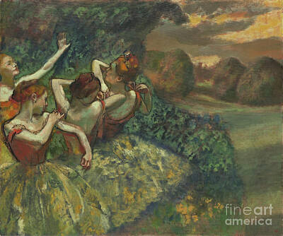 Cities Paintings - Four Dancers - 1899 Edgar Degas by Sad Hill - Bizarre Los Angeles Archive