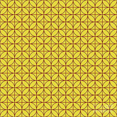 Royalty-Free and Rights-Managed Images - Four Leaf On Grid Pattern In Golden Yellow And Chestnut Brown n.0213 by Holy Rock Design