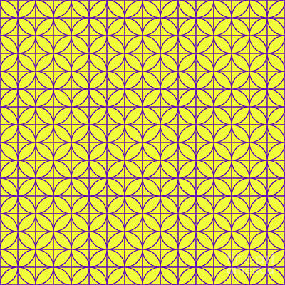 Royalty-Free and Rights-Managed Images - Four Leaf On Grid Pattern In Sunny Yellow And Iris Purple n.1389 by Holy Rock Design
