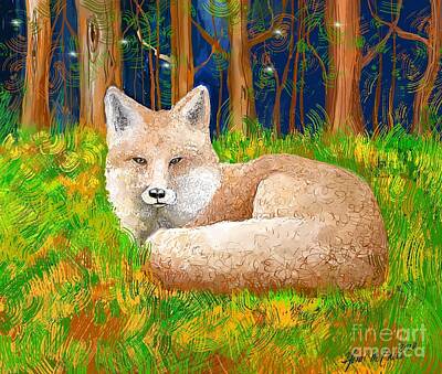 Mammals Mixed Media - Fox in the woods by Heidi Creed