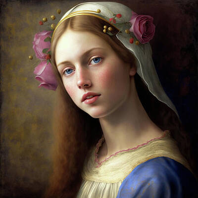 Fantasy Digital Art - Young Woman Angelico by Robert Knight