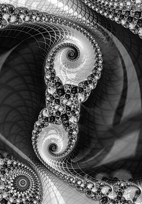 Digital Art Rights Managed Images - Fractal Art Black and White Spirals Royalty-Free Image by Matthias Hauser