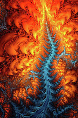 Digital Art Rights Managed Images - Fractal Art Blue River and Orange Lava Royalty-Free Image by Matthias Hauser