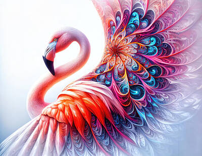 Surrealism Photo Rights Managed Images - Fractal Fantasia - The Majestic Flamingo Royalty-Free Image by Bill and Linda Tiepelman