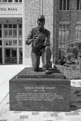 Hipster Animals Royalty Free Images - Frank Leahy statue at the University of Notre Dame in black and white Royalty-Free Image by Eldon McGraw