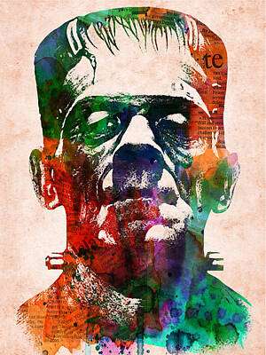 Portraits Mixed Media - Frankenstein colorful portrait by Mihaela Pater