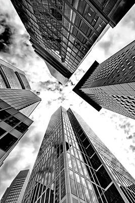 Skylines Photos - Frankfurt Buildings Black and White by Manjik Pictures