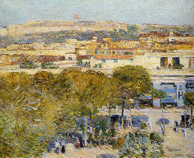 Chiaroscuro And Caravaggio - Frederick Childe Hassam  1859  1935   Place Centrale and fort Cabanas, Havana, 1895 by Timeless Images Archive