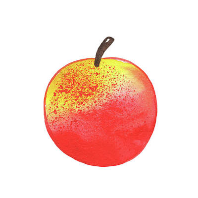 Food And Beverage Paintings - Fresh Juicy Apple Watercolor Art I by Irina Sztukowski
