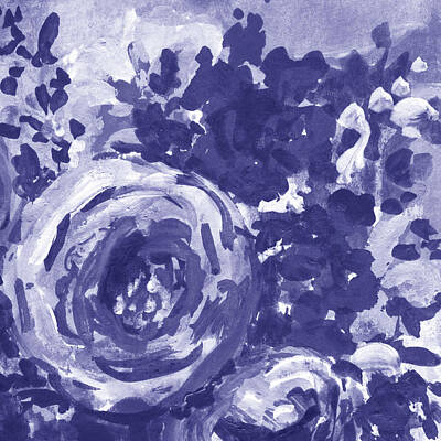 Royalty-Free and Rights-Managed Images - Fresh Monochrome Flowers In Purple Blue Very Peri Modern Interior Design IX by Irina Sztukowski