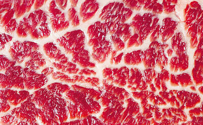Royalty-Free and Rights-Managed Images - Fresh Raw Beef Steak Marbled Meat Texture Close Up Background by Julien