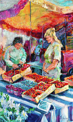 Food And Beverage Paintings - Fresh Strawberries by Jean Groberg