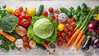 Food And Beverage Digital Art - Healthy eating fresh organic vegetables by Viktor Birkus