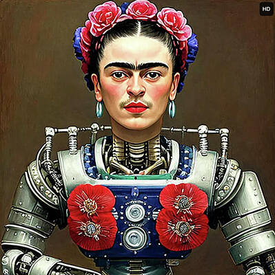 Surrealism Paintings - Frida Kahlo Robot by Tony Rubino