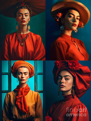 Surrealism Royalty-Free and Rights-Managed Images - Frida  Kahlo  Surreal  Cinematic  Minimalistic  Shot  by Asar Studios by Celestial Images