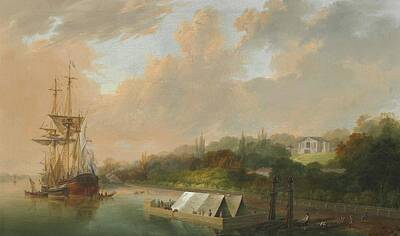 Beer Paintings - Friedrich Rosenberg   View of the Elbe with the country house  by MotionAge Designs
