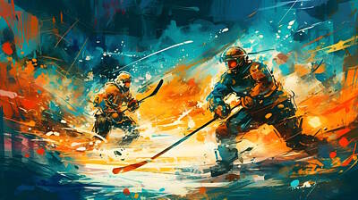 Athletes Paintings - Frozen Fury by Artella Studio