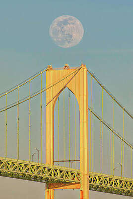 Star Wars Rights Managed Images - Full Moon over the Claiborne Pell Newport Bridge Royalty-Free Image by Juergen Roth